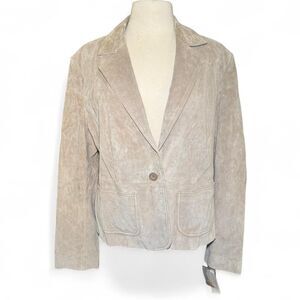 New York & Company Women’s Suede Leather Jacket Size 18 Tan Blazer Style NWT